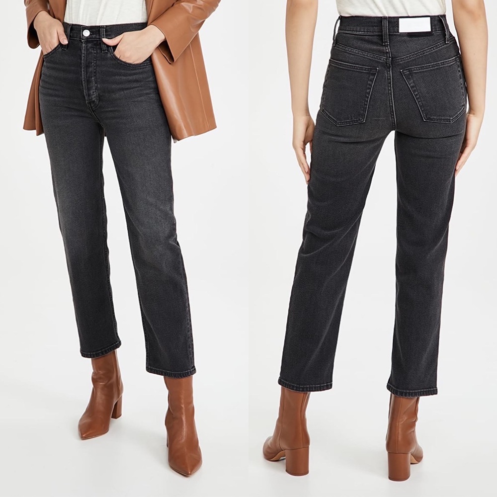 Re/done Black 70s Stove Pipe Jeans